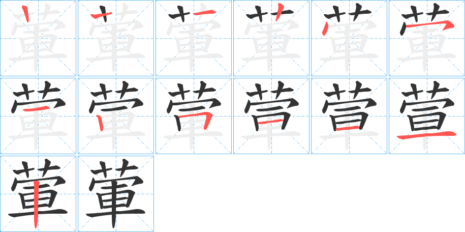 葷字的笔顺分布演示